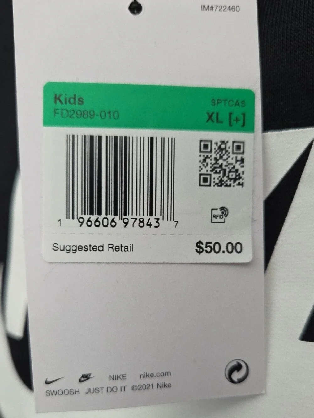 Nike Boys Black Hoodie with White Swoosh Logo